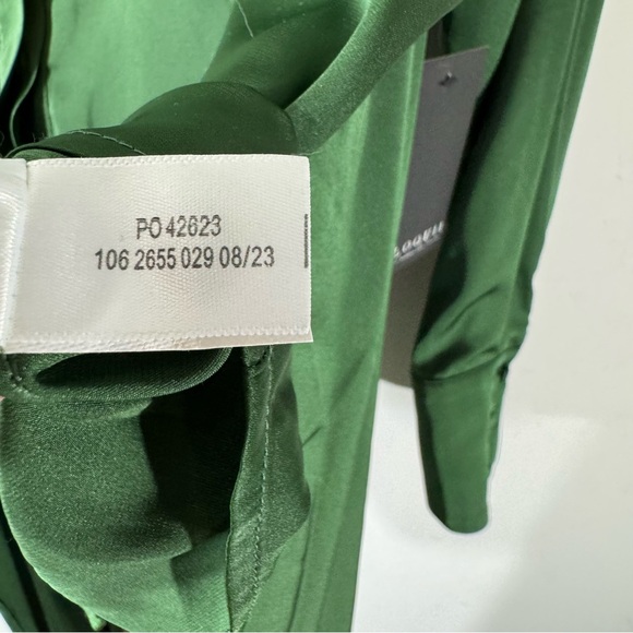 ELOQUII Kelly Green Satin Blouse Button Down bow Tie Waist NWT - Picture 9 of 10